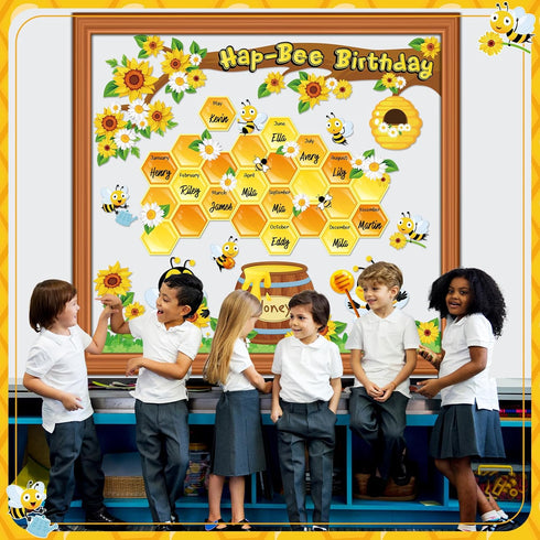 Bee Bulletin Board Set, Summer Bee Sunflower Tree Cutouts, Motivational Back to School Decor for Classroom