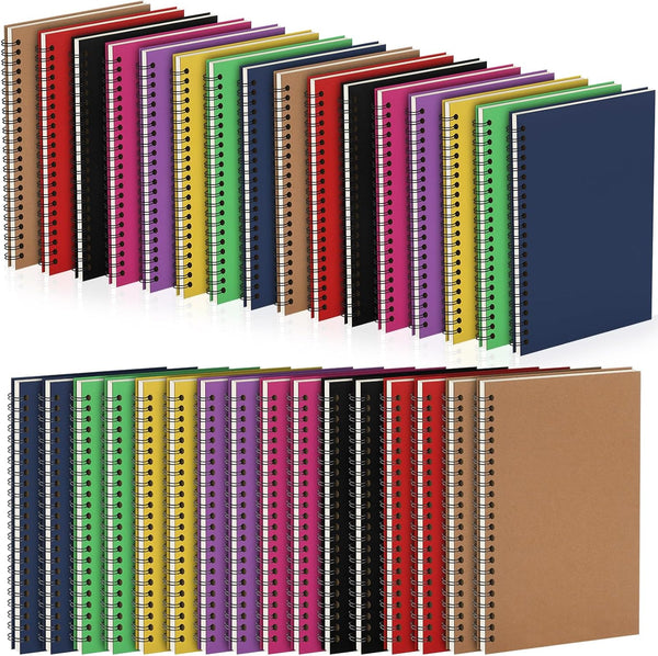 Honoson 32 Pcs Small Spiral Notebook, 8.3x5.5 inches College Ruled, 100 Pages, Assorted Colors for Office Travel