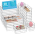 Asnews Clear Drawer Organizers Set of 60, 4-Size Vanity Organizer Trays, Stackable Bathroom