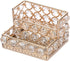 Hipiwe 2 Tiers Crystal Business Card Holder Stand, Gold Mirrored Display Stand for Office Countertop