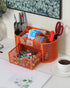 EasyPAG Desk Organizer - Multi-functional Mesh Desktop Caddy with Drawer for Office Supplies, Orange