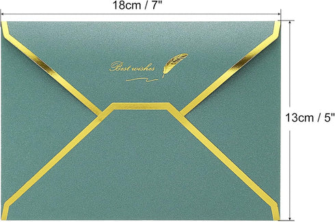 PATIKIL V Flap Envelopes, 20 Pack 7 x 5'' Luxury Style Gold Border Greeting Card Envelope for Weddings