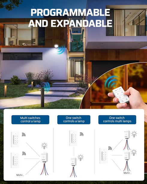 Dimmer 100FT DEWENWILS Wireless Switch Kit, Single Pole Outdoor Wireless Light Switch and Receiver Kit, No Wiring, No