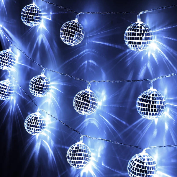 Cunno 40 LED Disco Ball String Lights 70s Decorations 9.8 ft Mirror