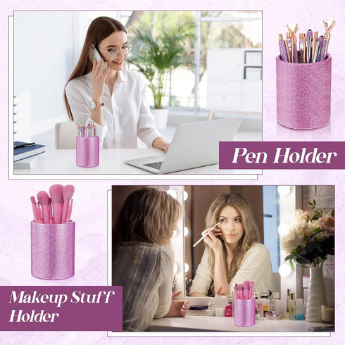Sabary 8 Pcs Ballpoint Pens with Holder - Metal Crystal Diamond Glitter Pencil Holder for Women Girls