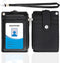 HASFINE ID Badge Holder with PU Leather Zipper Pocket & Lanyard, 2 Sided 5 Card Slots, Detachable Keychain Lanyard