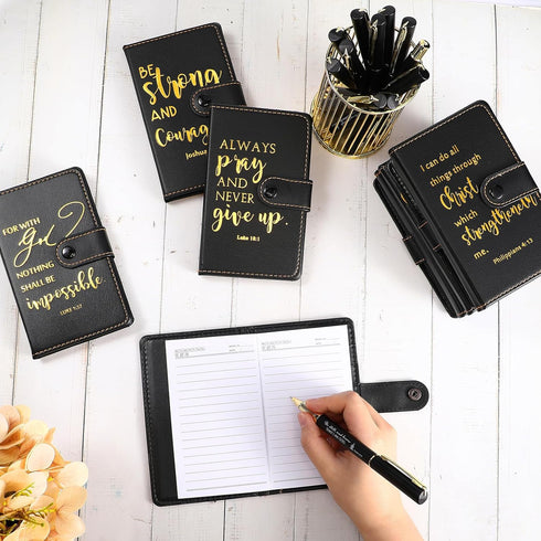Spakon 12 Sets Christian Gifts, Leather Bible Study Notebook, Verse Ballpoint Pen, Prayer Journal for Men Women