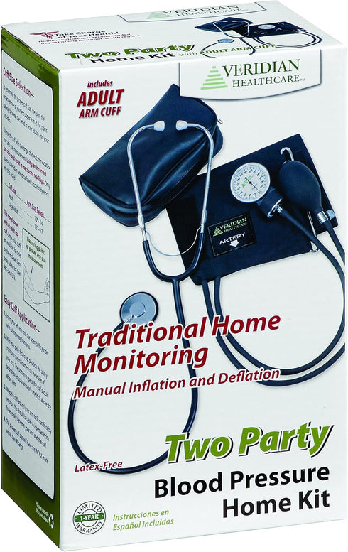 Two-Party Home Blood Pressure Kit with Detached Nurse Stethoscope, Latex Free, Adult, (01-5521)