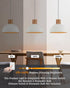 12" ELYONA Modern Ash Wood Pendant Light Fixtures Hanging Lamp Nordic White Metal & Gold Inner Finish Boho Pendant