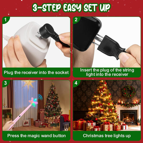 Bonfix Wireless Remote Control Outlet, Magic Light Wand for Christmas Tree Lights and Home Decoration Lights, Remote