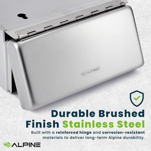 Alpine Sanitary Napkin Receptacle Wall Mounted Tampon Holder For Bathroom Provides Clean & Odor-Free Restroom for Home