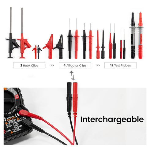 KAIWEETS 23PCS Multimeter Test Leads Kit, Replaceable Precision Probes Set, Alligator Clips for Digital Electrical