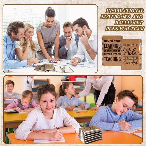 Geyoga 72 Pcs Employee Appreciation Gifts Set, Inspirational Spiral Kraft Notebooks with Motivational Bamboo Pens.