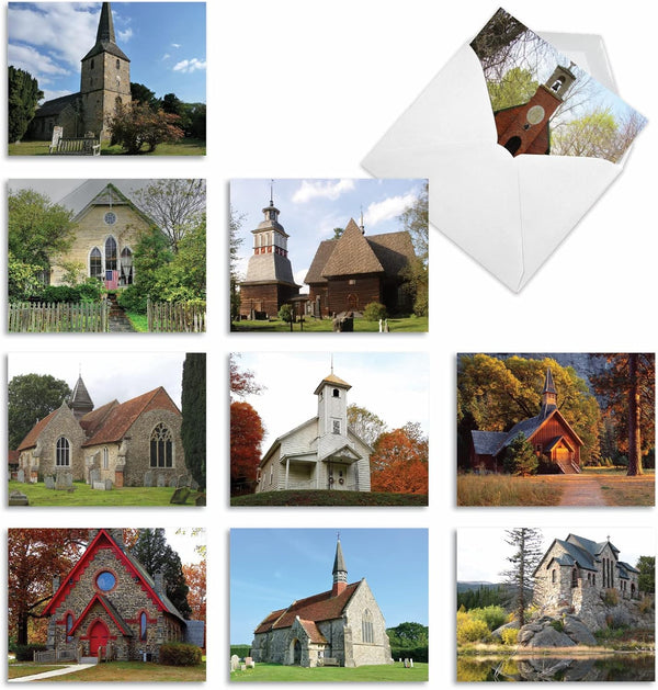 The Best Card Company - 10 Blank Note Cards Boxed (4 x 5.12 Inch) - Assorted Architecture All Occasion Cards