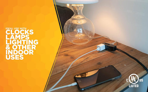 Woods 2611 8-Foot 3-Prong Indoor Extension Cord with 3 Outlets, Black