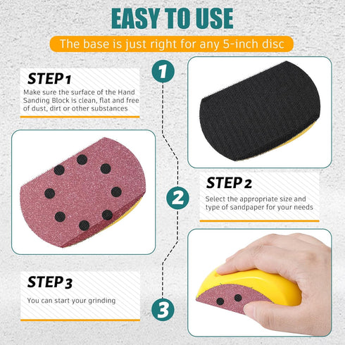 4 Pcs 5 Inch Hook and Loop Hand Sanding Block - Mouse Sander for Wood, Furniture Restoration, and Automotive