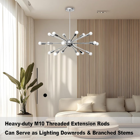 8 M10 180 Pieces Threaded Extension Poles Lighting Fixture Downrods Stems & Degrees Sloped Ceiling Adapter Kits