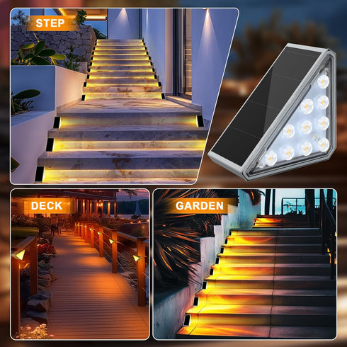 6 Pack IP67 AUDLES Solar Stair Lights Outdoor Stair Lights with Waterproof LED Solar Light for Outside Light Decor