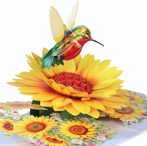 Hummingbird Sunflower Mother's Day Cards, 3D Pop Up Birthday Card for Women,