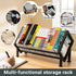 Expandable Desktop Bookshelf Organizer, Metal Office Tabletop Book Storage Rack, Large Tilting Bookcase