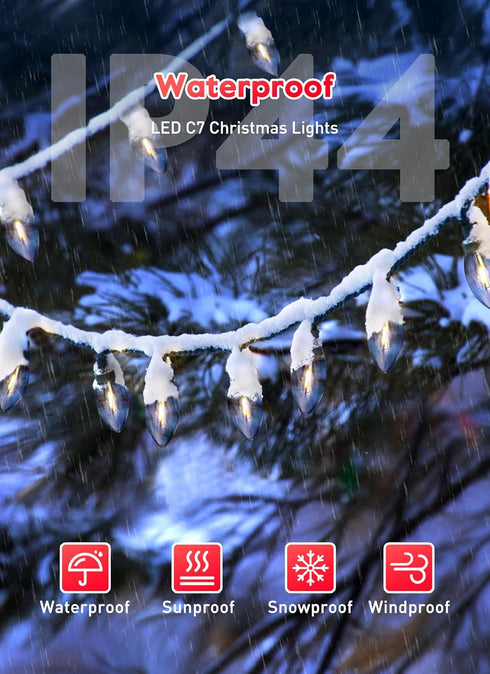 C7 25FT 26 0.6W Bulbs (1 Brightown Clear LED Christmas String Lights Outdoor, Connectable with Spare), Vintage Hanging