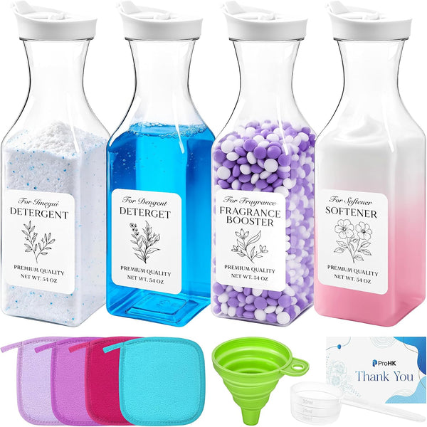 ProHK 4Pack Laundry Detergent Dispenser for Room Organization - 54oz Soap Container with