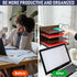 Office Organizer with 4 Tiers, Desk File Organizer with Wood Patterned Shelves for Storage of Paper, Bills, Letters