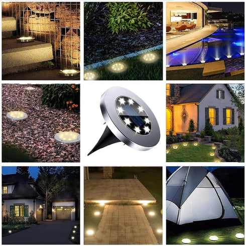 Rayolon (4 Pack Solar Ground Lights, Waterproof Solar Garden Lights, Upgraded Outdoor Garden Waterproof Bright