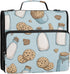 Fisyme 3 Milk Bottle Cookies Cute Zipper Binder Ring with Zipper and Shoulder Strap Large Capacity Multi-Pocket Binder