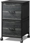 DEVAISE 2 Drawer Mobile File Cabinet, Rolling Printer Stand, Charcoal Black Wood Grain Print