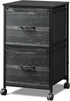 DEVAISE 2 Drawer Mobile File Cabinet, Rolling Printer Stand, Charcoal Black Wood Grain Print