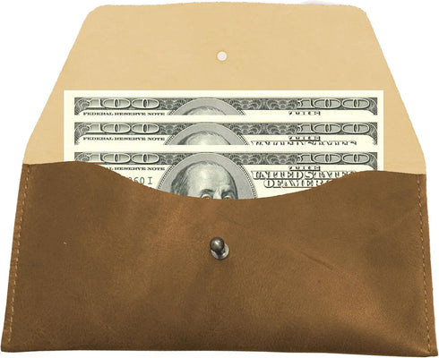 succor Genuine Leather Cash Envelopes for Men, Reusable Budget Wallet, Retro Clutch for Minimalist