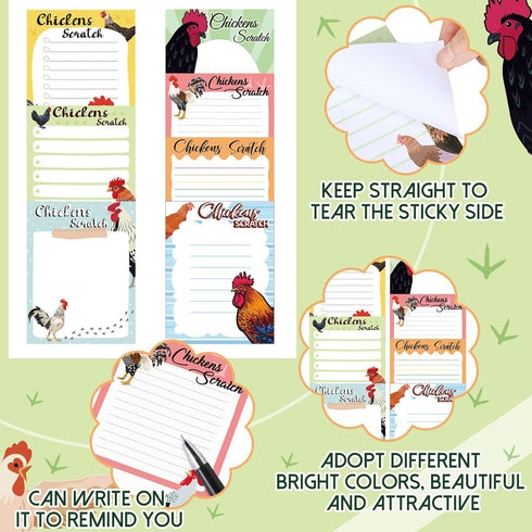PerKoop 16 Pieces Funny Chickens Sticky To Do Notepad, Chicken Scratch Gifts for Farm Lovers, 3 x 4 Inch, 480 Pack