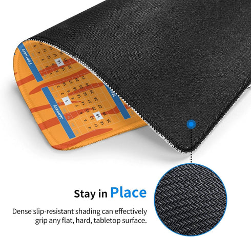CERXMPT 2026 Calendar Mouse Pad Tiger Texture, Calendar with Holidays Mouse Pads, Non-Slip Rubber Base Mousepad