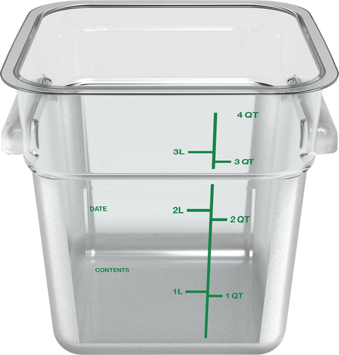 Carlisle FoodService Products Squares, Square Food Storage Container, Stackable Design for Catering, 4 Quarts, Clear