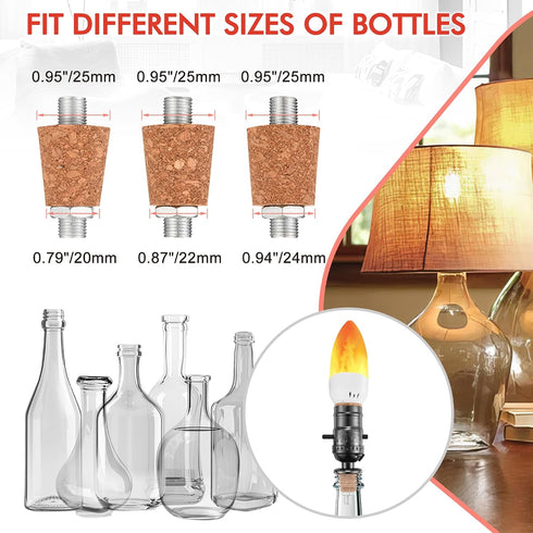 2 Set E26 Bulbs 3 2 Bulbs) Lpraer DIY Wine Bottle Lamp Kit with LED Light for Liquor Bottle, w/Glass Drill Bit and Lid