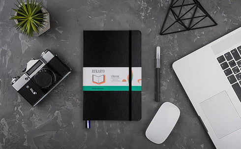 Hardcover Blank Journal Sketchbook for Drawing, Medium 5.5 x 8.4 Inch, 100 GSM Thick Paper (Black, Plain)