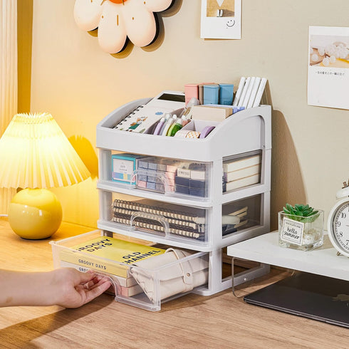 Desk Organizer with Drawers, 5 Drawers Storage Organizer for Office Supplies, Plastic Stationary Organizer, Makeup