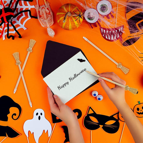 Clabby 36 Pieces Halloween Witch Broom Pencil, Stylish Accessories for Party Favors and School Supplies