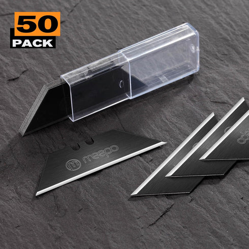 50-Pack Blackened SK-2 Utility Knife Blades, Extra Durable Razor Blades for Box Cutter, Never Rust Design