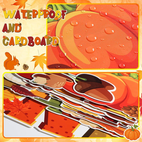 Qilery Fall in Love with Learning Bulletin Board Set, Autumn Maple Leaves Pumpkin Cutouts for Classroom Thanksgiving