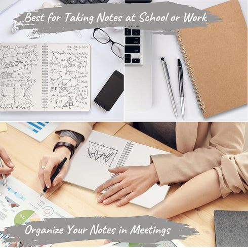 Mr. Pen Spiral Notebook: A5 Kraft Cover, 2 Pack, 80 Pages, Sketch Book, Drawing Notebook, Unlined Journal