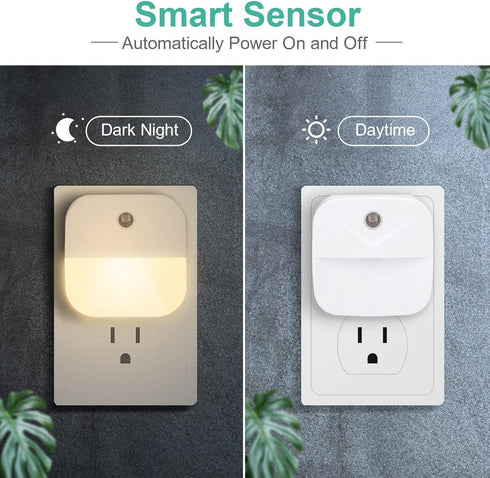 YRWXZYO 6 Pack Night Light Plug in, Warm White LED Nightlights with Smart Dusk to Dawn Sensor, Plug into Wall
