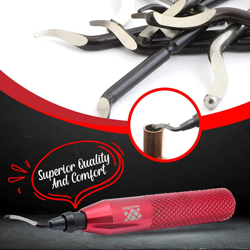 AFA Tooling Deburring Tool - 11 High Speed Steel Swivel Blades for Metal, Resin, PVC, Copper, Plastic Edges