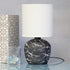 LT1170-BLK 12.4" Simple Designs Chic Glow Rounded Marble Inspired Concrete Table Lamp with Fabric Shade, Bedroom