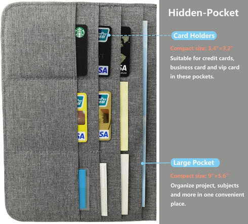 Folio Cover for Rocketbook Everlast Fusion, Multi A5 Size Notebook Organizer with Pen Loop/Business Card Holder, 9.6" x