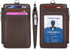 ID Badge Holder with Neck Lanyard - PU Leather Wallet Case with 1 ID Window, 4 Card Slots (Coffee)