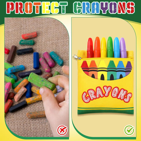 MotiMind 6 Pcs Crayon Storage Bags with Zipper for Classroom Crayon Organizer Dispenser Marker Storage Organizer