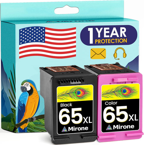 Mirone Remanufactured Ink Cartridges Replacement for HP Ink 65 65XL Black Color Combo Pack for DeskJet 3755 3700 (2pk)