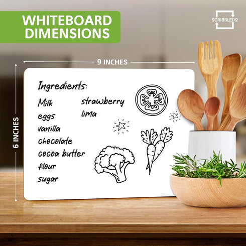 Scribbledo Small White Board, 6x9 Inch Dry Erase Mini Whiteboard for Students, Office Kitchen Handheld
